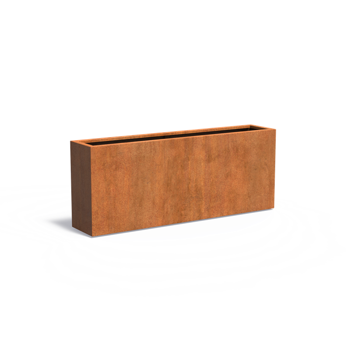 Cortenstahl Pflanzkübel CARREZ mit Boden | 200 x 40 x 80 cm
