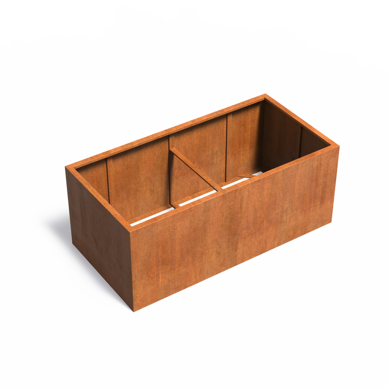 Cortenstahl Pflanzkübel CARREZ ohne Boden | 200 x 100 x 80 cm
