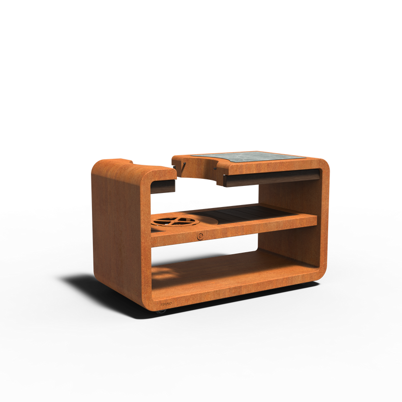 Station Kamado 1500 × 752 × 927 mm – Outdoor-Küchenstation aus Cortenstahl