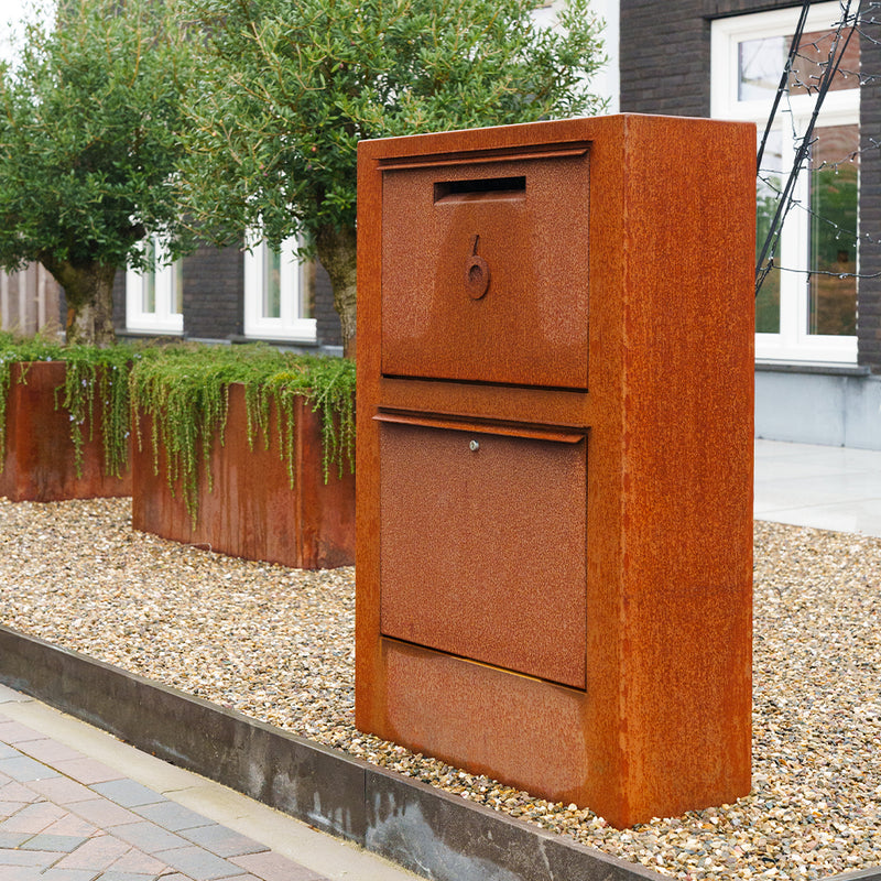 Cortenstahl Paketbriefkasten PACA | 87 x 30 x 125 cm