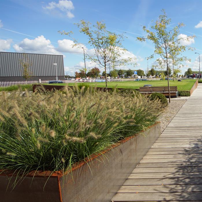 Cortenstaal  keerwand met smalle rand