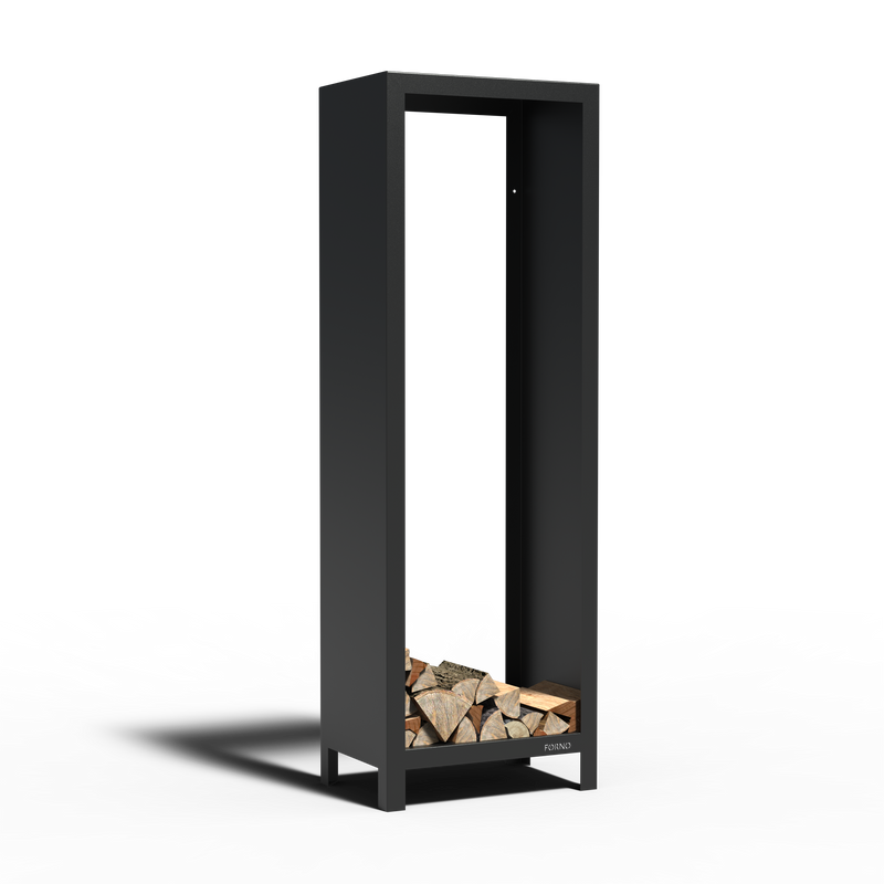 LOGG Holzlager – schwarz beschichteter Stahl | 60 x 40 x 180 cm