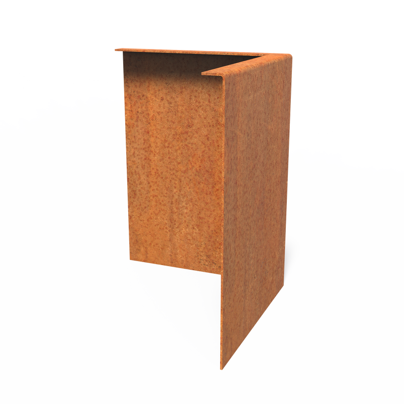 Rasenkante aus Cortenstahl Außenecke gekanteter Oberrand | 300 × 3 × 390 mm