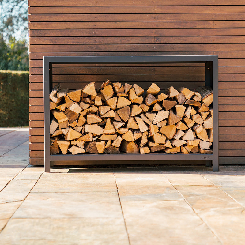 LOGG Holzlager – schwarz beschichteter Stahl | 80 x 40 x 180 cm