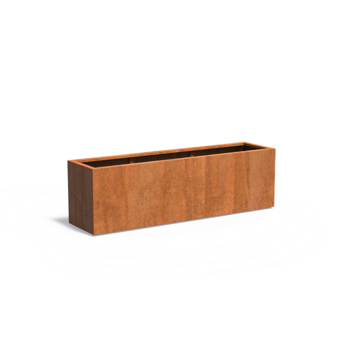 Cortenstahl Pflanzkübel CARREZ mit Boden | 200 x 50 x 60 cm