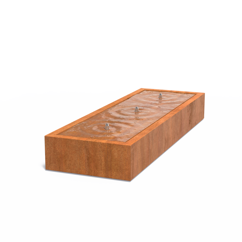 Watertafel 300 x 100 x 40 cm - cortenstaal, incl. LED & pomp