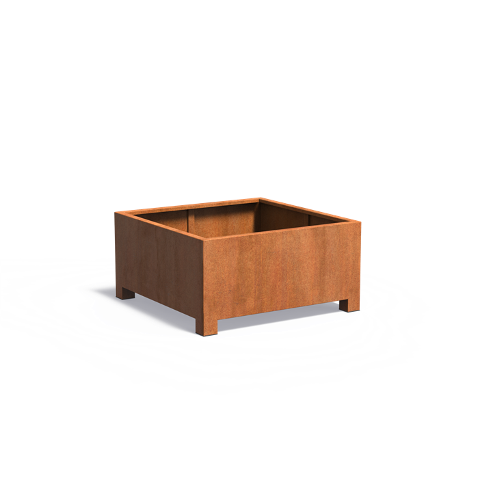 CARREZ vierkante cortenstaal plantenbak 120x120x60 met poten