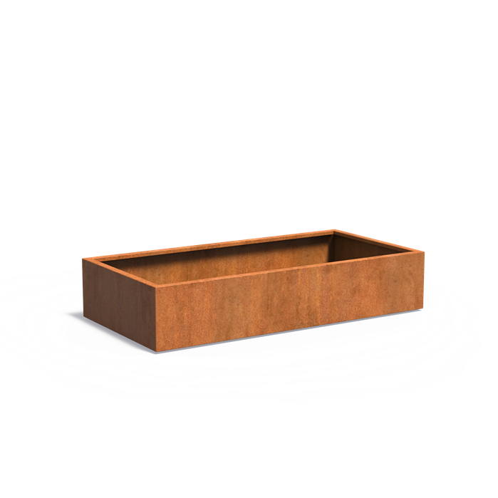 Cortenstahl Pflanzkübel CARREZ mit Boden | 200 x 100 x 40 cm