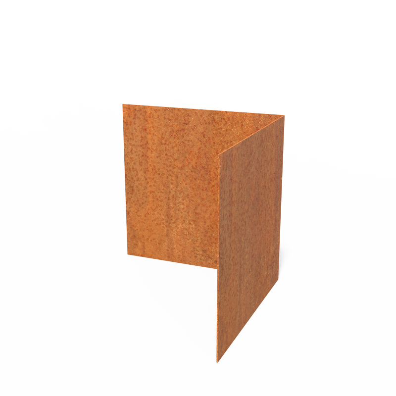 Cortenstaal kantopsluiting binnenhoek rechte rand | 300 x 2 x 290 mm