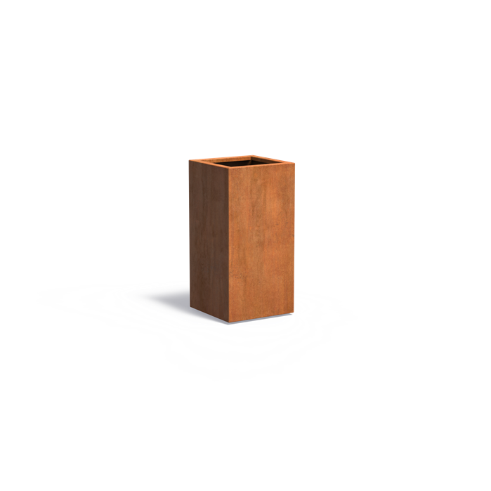 Cortenstahl Pflanzkübel CARREZ mit Boden | 50 x 50 x 100 cm