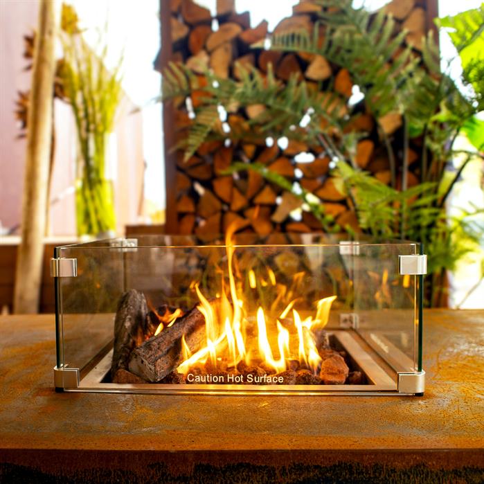 Design-Feuertisch BRANN aus Cortenstahl | 100 x 80 x 50 cm