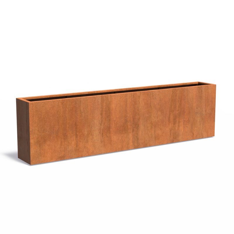 Cortenstahl Pflanzkübel CARREZ mit Boden | 300 x 40 x 80 cm