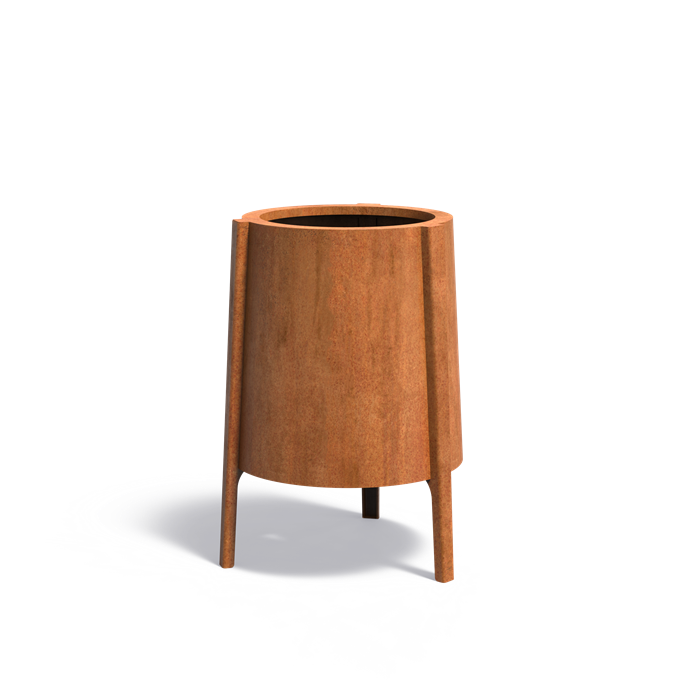 BOTAN Cortenstahl Pflanzkübel rund Ø60×100 cm mit Füßen