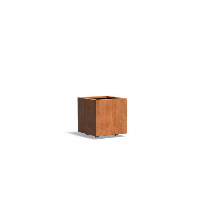 Cortenstahl Pflanzkübel CARREZ mit Rollen | 50 x 50 x 50 cm