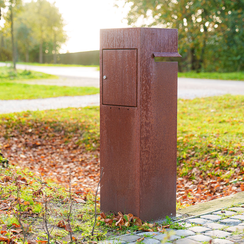 Cortenstahl Briefkasten IVAR | 35 x 35 x 120 cm