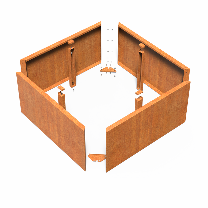 Cortenstahl Pflanzkübel Carrez CONNECT ohne Boden | 50 x 50 x 50 cm