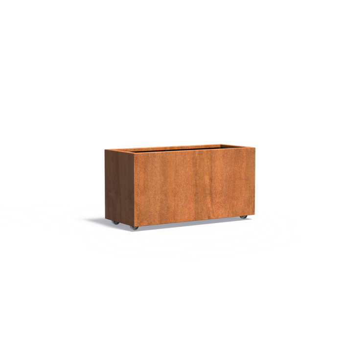 Cortenstahl Pflanzkübel CARREZ mit Rollen | 120 x 50 x 60 cm