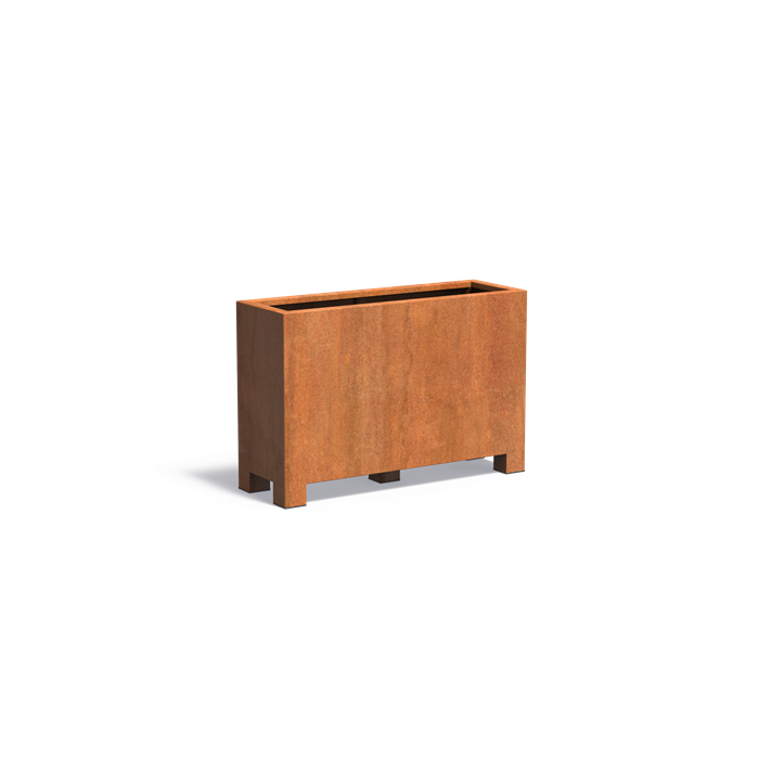 Cortenstahl Pflanzkübel CARREZ mit Füßen | 120 x 40 x 80 cm
