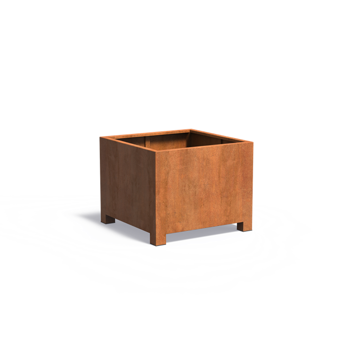 Cortenstahl Pflanzkübel CARREZ mit Füßen | 100 x 100 x 80 cm