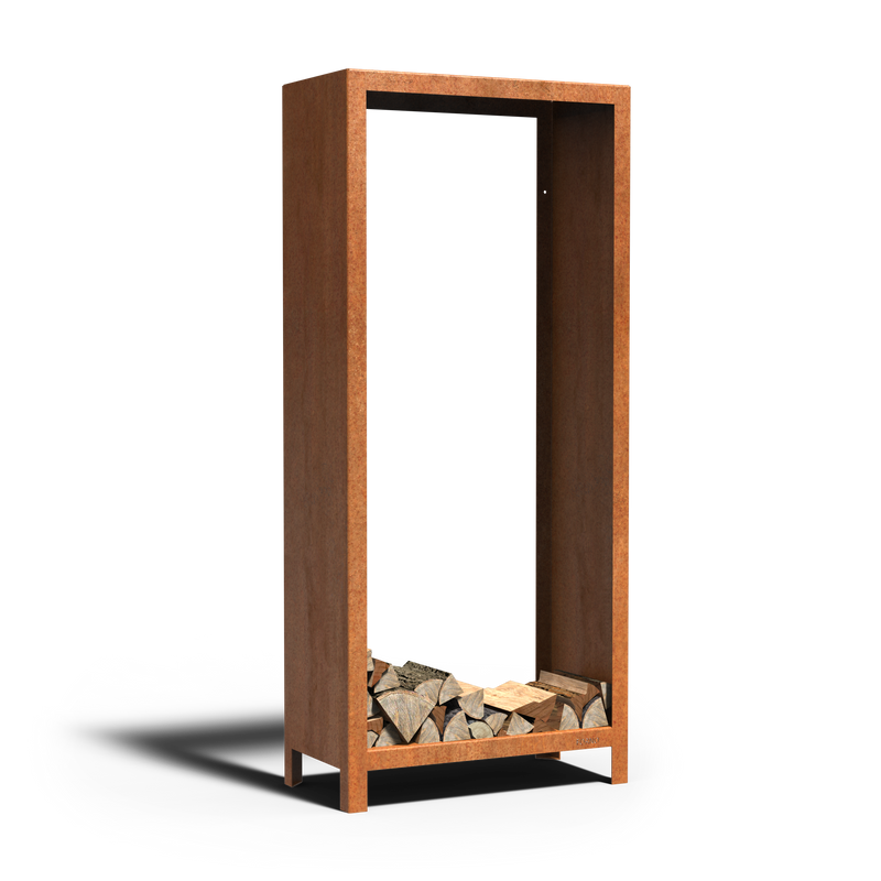 LOGG Holzlager – Cortenstahl | 80 x 40 x 180 cm