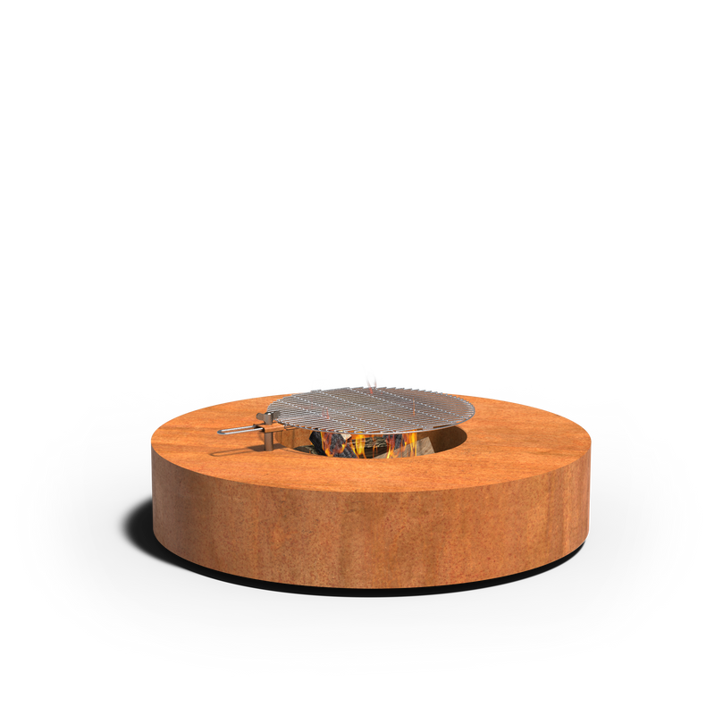 Feuertisch RONDE Cortenstahl Ø125×28 cm mit Grillrost