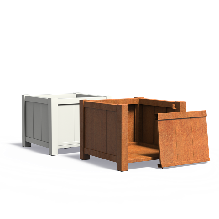 YORK 80 x 80 x 80 cm  - Cortenstaal  planter - uitneembare zijwand