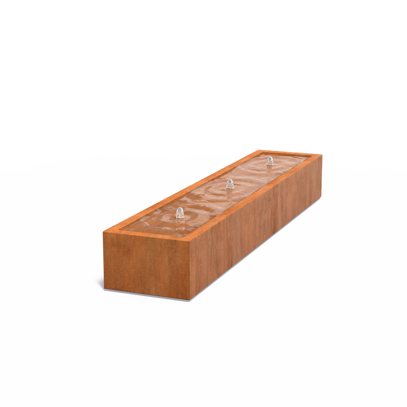 Watertafel 300 x 60 x 40 cm - cortenstaal, incl. LED & pomp