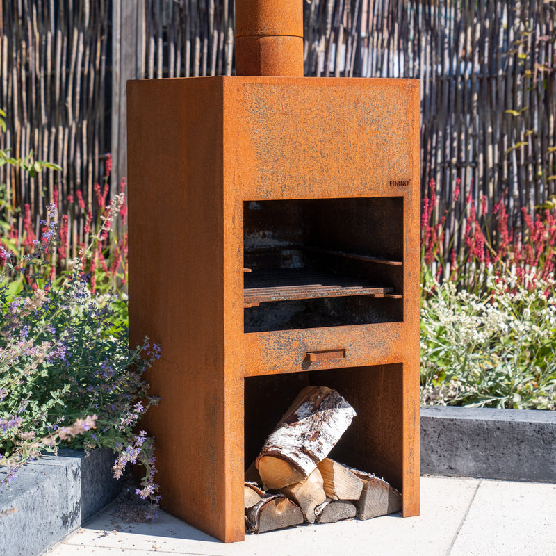 Gartenkamin STIG 50×50×100 cm – Cortenstahl