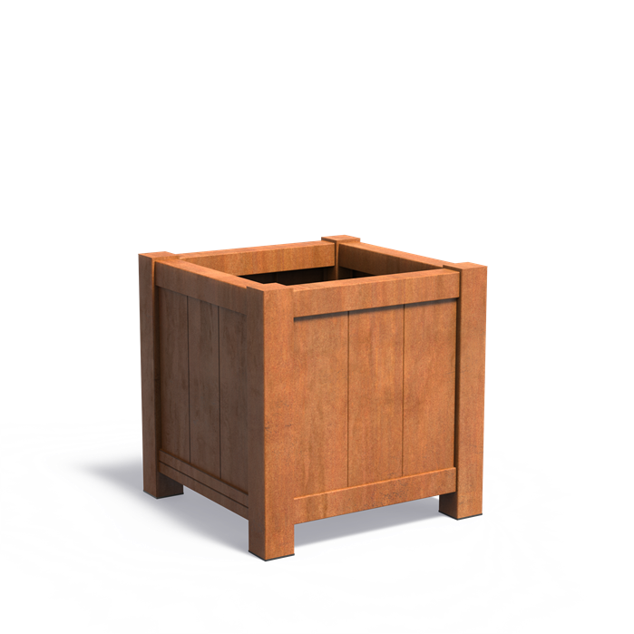 YORK 80 x 80 x 80 cm  - Cortenstaal  planter - uitneembare zijwand