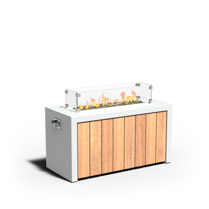 Vuurtafel BRANN gasgestookt 113×53×60 cm aluminium met hout
