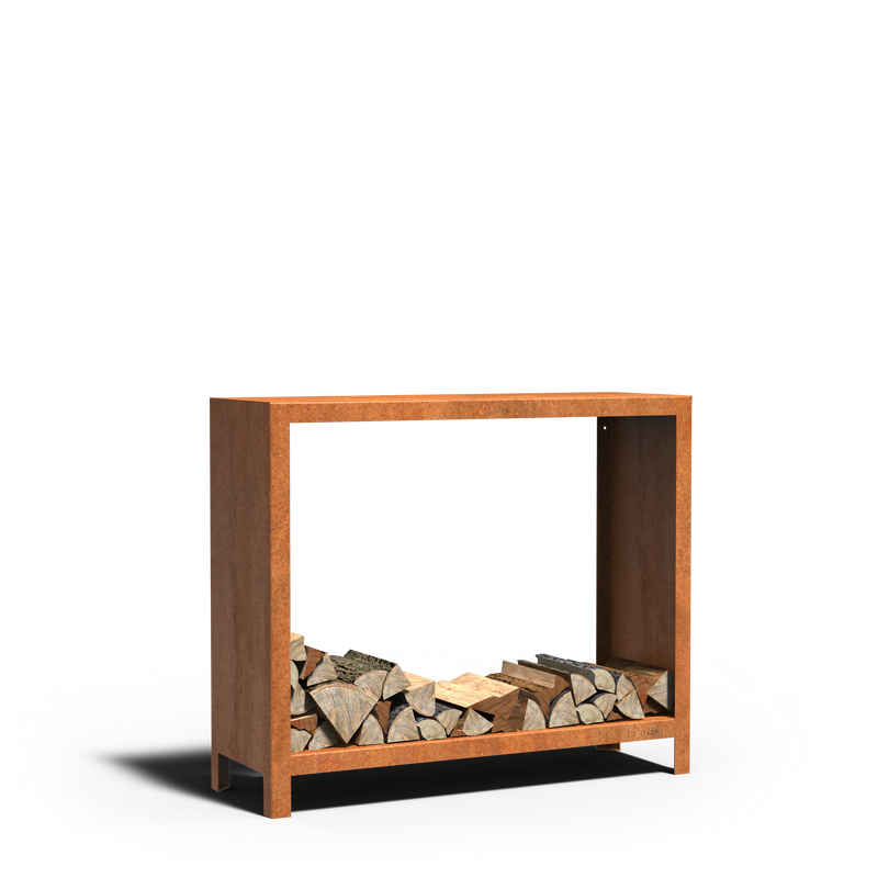 LOGG Holzlager – Cortenstahl | 120 x 40 x 100 cm