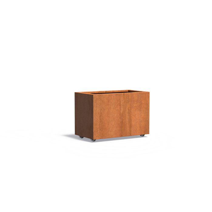 Cortenstahl Pflanzkübel CARREZ mit Rollen | 90 x 50 x 60 cm