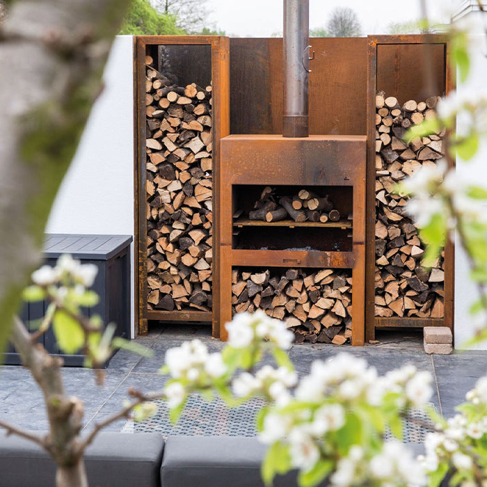 Gartenkamin ENOK 100×50×100 cm – Cortenstahl Standmodell