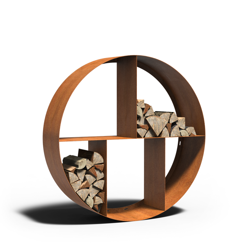 cortenstaal houtopslag ronde