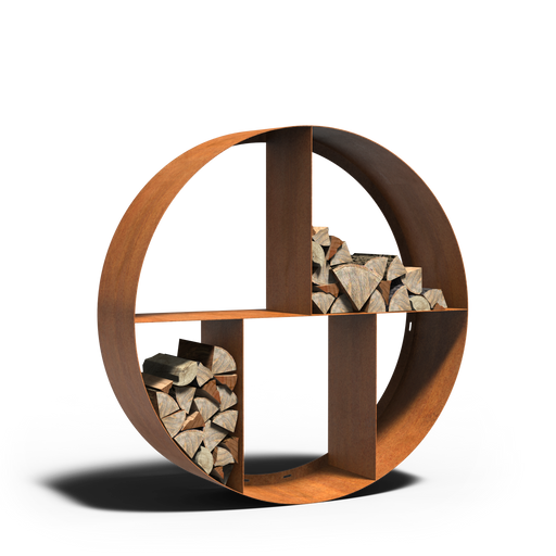 cortenstaal houtopslag ronde