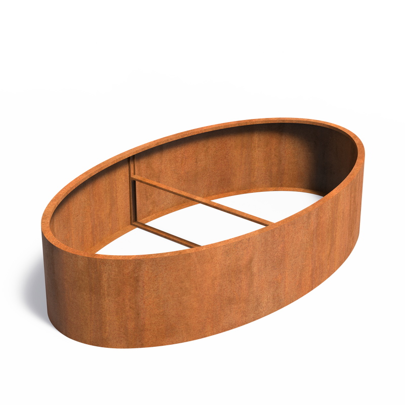 ELLIPSE zonder bodem 280 x 160 x 60 cm - Cortenstaal plantenbak ovaal
