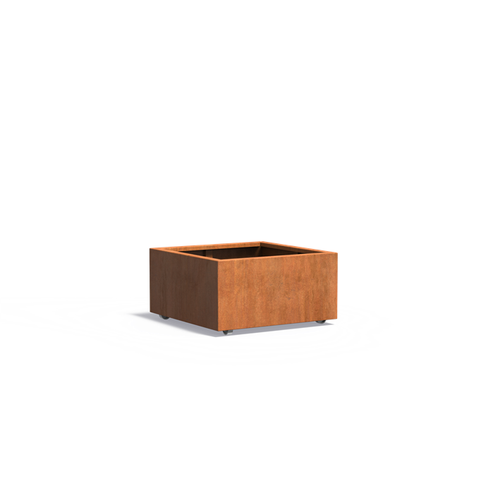 CARREZ vierkante cortenstaal plantenbak 80x80x40 met wielen