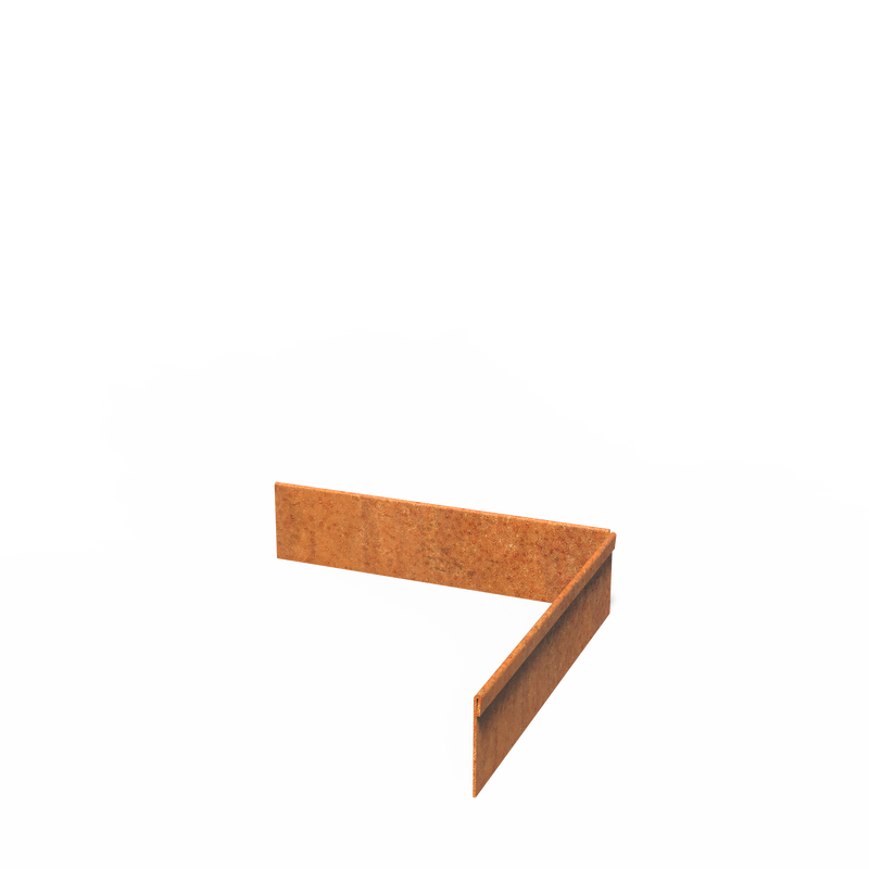 Cortenstaal kantopsluiting binnenhoek geplette rand | 300 x 2 x 70 mm