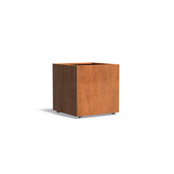 CARREZ vierkante cortenstaal plantenbak 80x80x80 met wielen