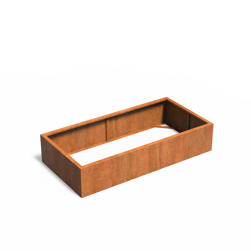 Cortenstahl Pflanzkübel CARREZ ohne Boden | 200 x 100 x 40 cm