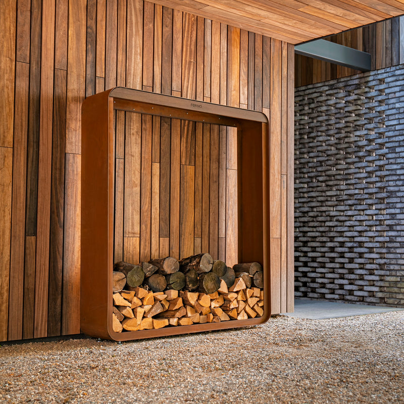 Houtopslag SERRA 100 × 40 × 180 cm - cortenstaal