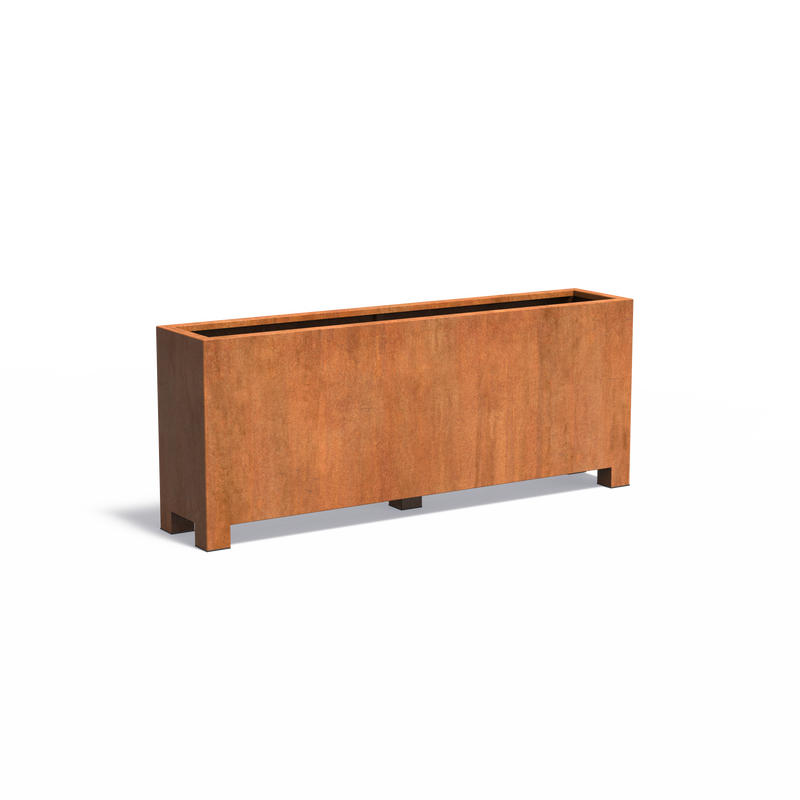 Cortenstahl Pflanzkübel CARREZ mit Füßen | 200 x 40 x 80 cm