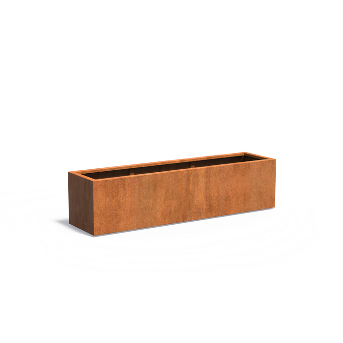 Cortenstahl Pflanzkübel CARREZ mit Boden | 200 x 50 x 50 cm