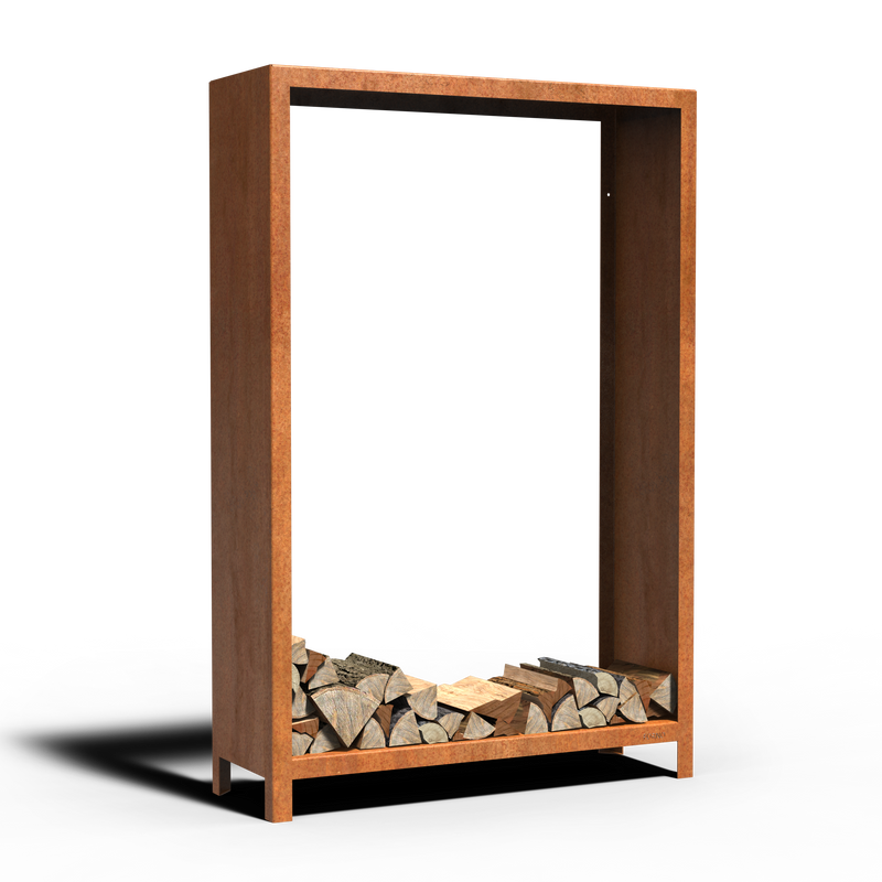 LOGG Holzlager – Cortenstahl | 120 x 40 x 180 cm