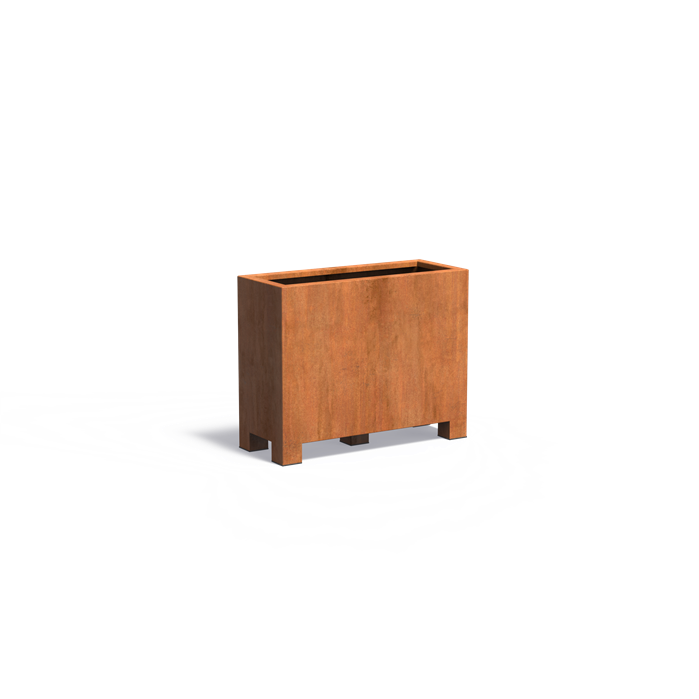Cortenstahl Pflanzkübel CARREZ mit Füßen | 100 x 40 x 80 cm