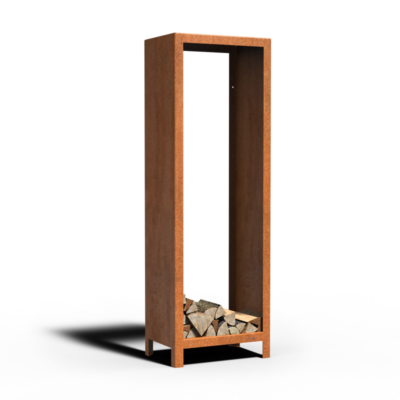 LOGG Holzlager – Cortenstahl | 60 x 40 x 180 cm