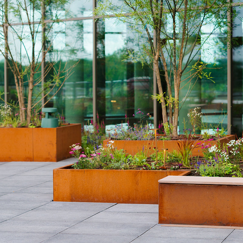 Stützwand aus Cortenstahl - Gerade | 150 × 25 × 50 cm