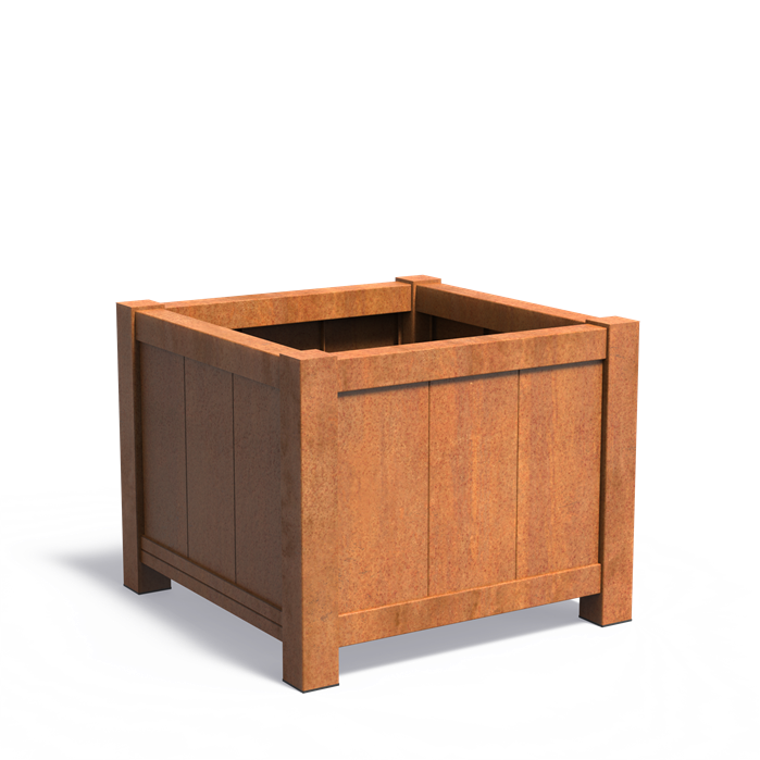 YORK 100 x 100 x 80 - Cortenstaal  planter - uitneembare zijwand