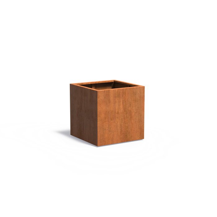 Cortenstahl Pflanzkübel CARREZ mit Boden | 80 x 80 x 80 cm