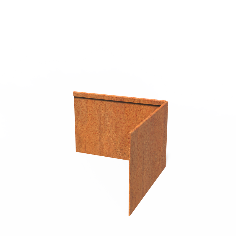Rasenkante aus Cortenstahl Außenecke gepresster Oberrand | 300 x 200 x 3 mm